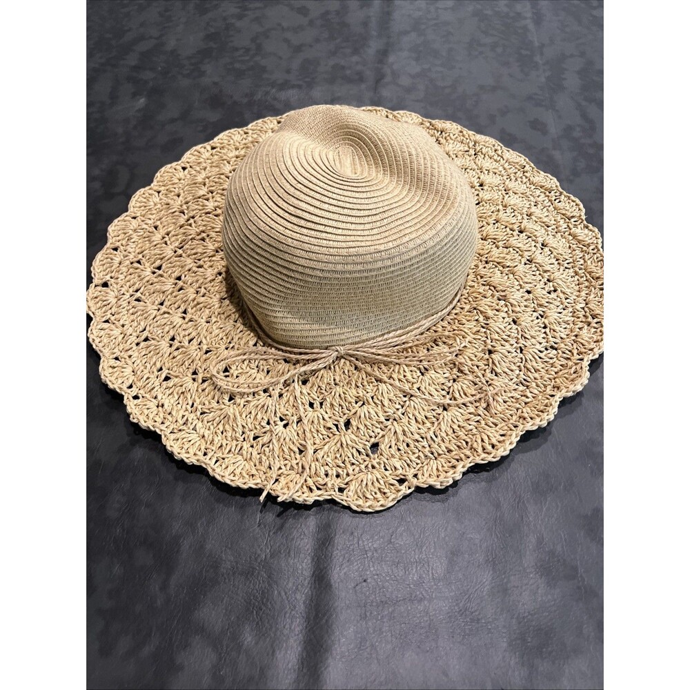 Sun N Sand Crotchet Straw Hat Boho Beach Cottage Core